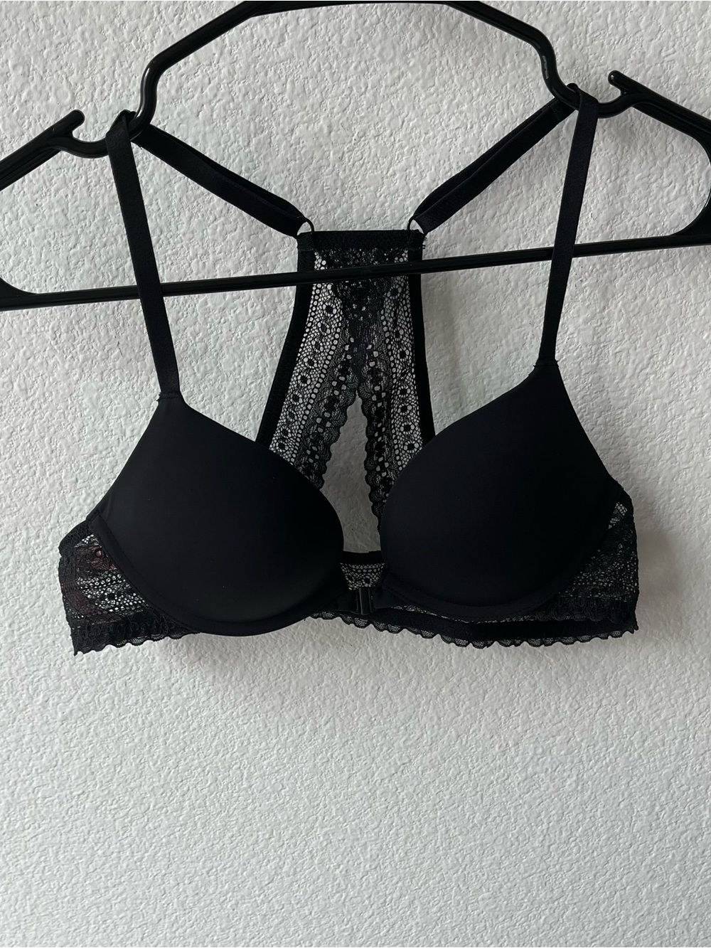 34A / 34AA black lace push up bra, racerback with adjustable straps, Dobreva